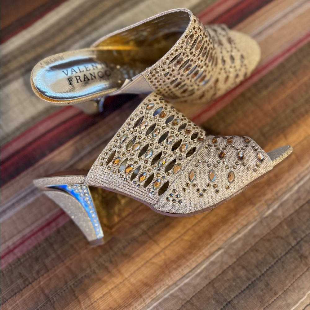 Valenti Franco Glittering Gold Heels Size 7